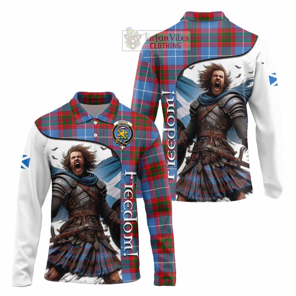 Tartan Vibes Clothing Newton Crest Tartan Long Sleeve Polo Shirt Inspired by the Freedom of Scottish Warrior