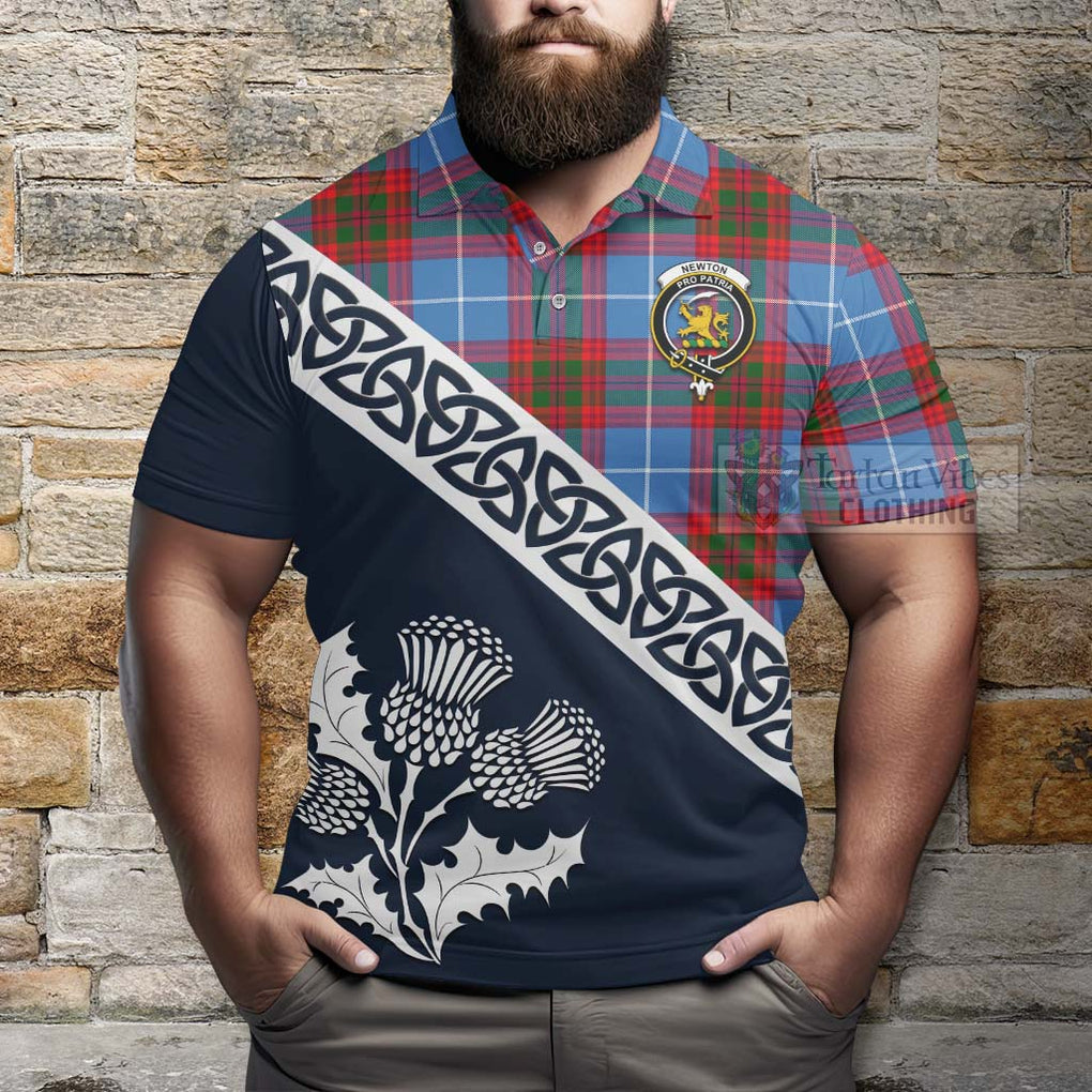 Newton Tartan Polo Shirt Featuring Thistle and Scotland Map