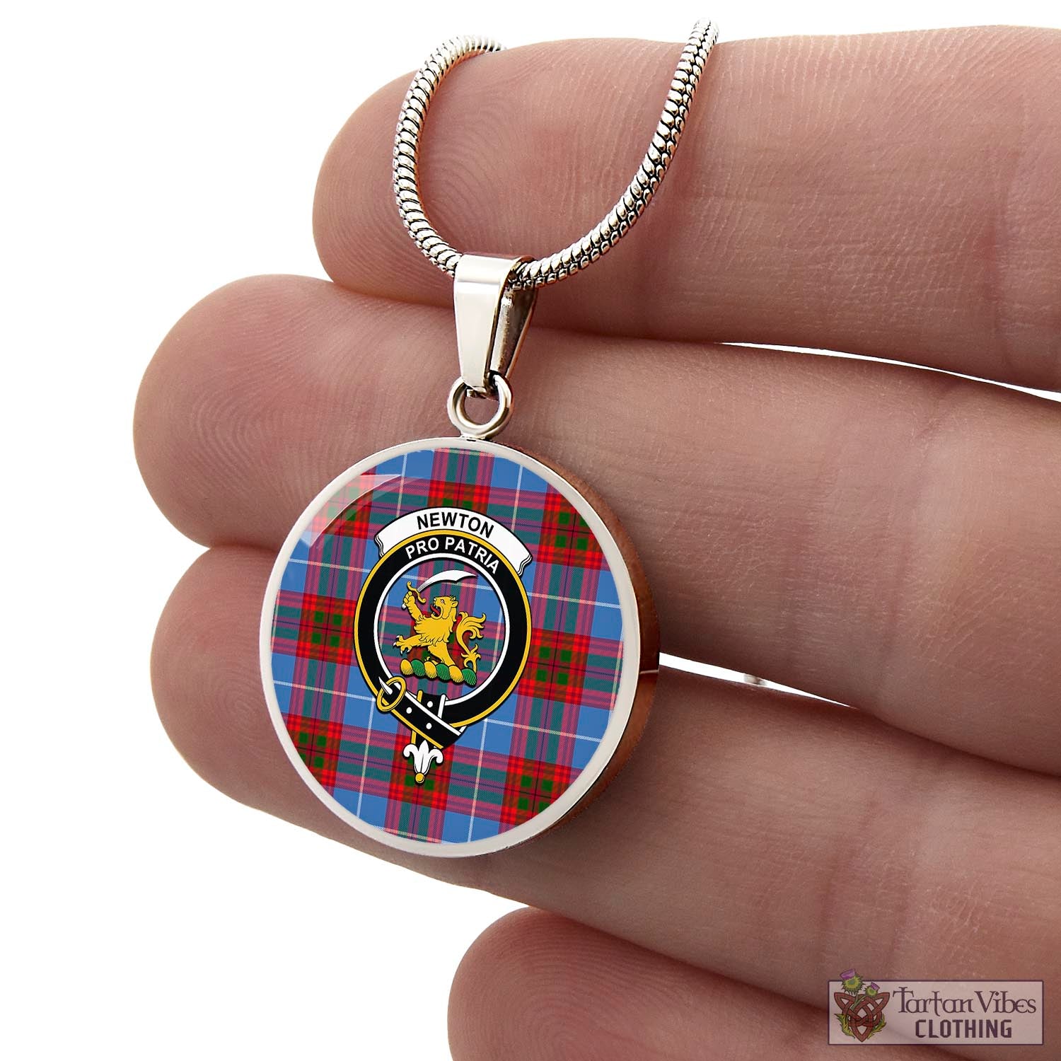 Tartan Vibes Clothing Newton Tartan Circle Necklace with Family Crest