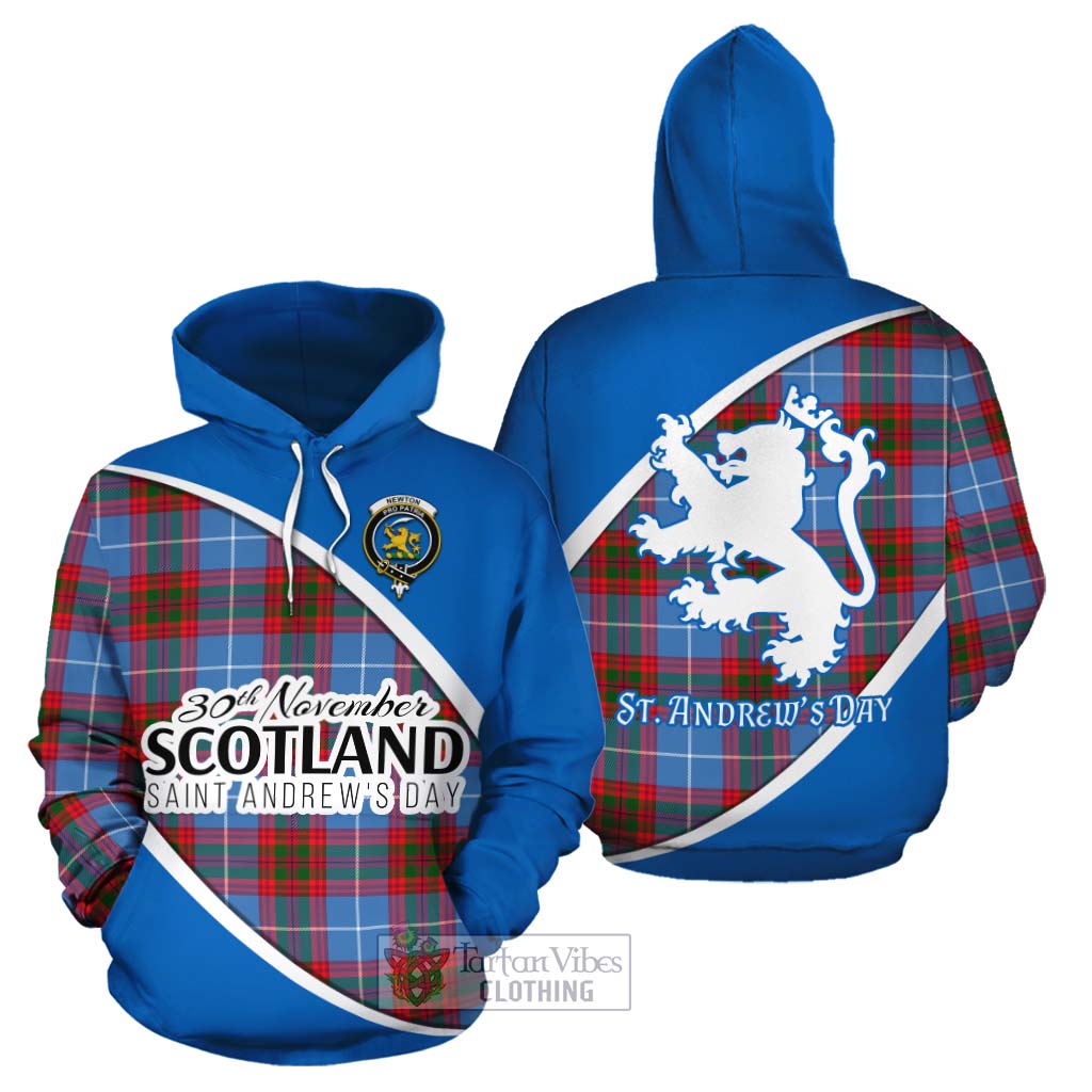 Tartan Vibes Clothing Newton Family Crest Tartan Cotton Hoodie Celebrate Saint Andrew's Day in Style