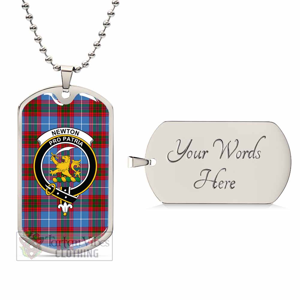 Tartan Vibes Clothing Newton Tartan Dog Tag Necklace with Family Crest