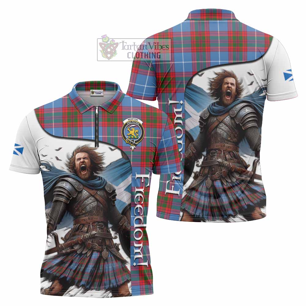 Tartan Vibes Clothing Newton Crest Tartan Zipper Polo Shirt Inspired by the Freedom of Scottish Warrior