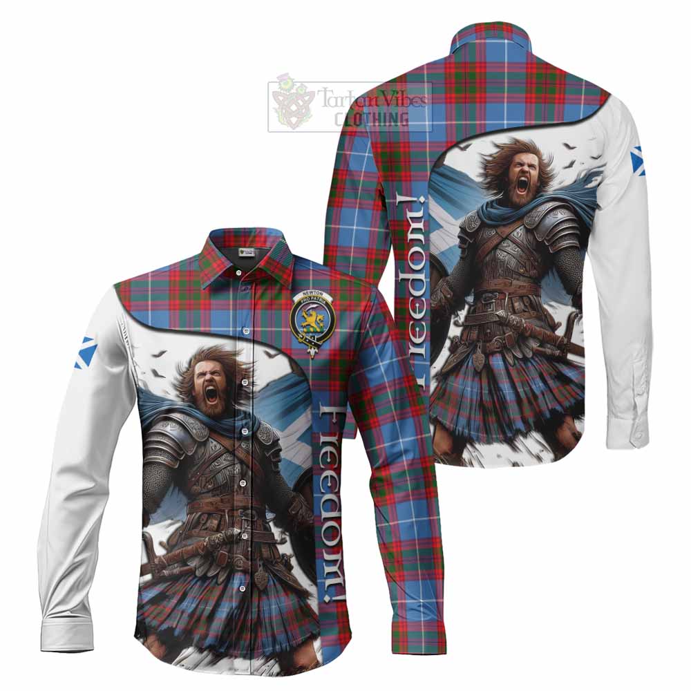 Tartan Vibes Clothing Newton Crest Tartan Long Sleeve Button Shirt Inspired by the Freedom of Scottish Warrior