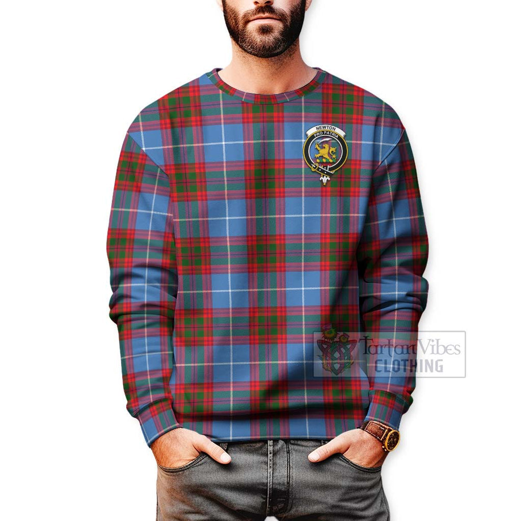 Tartan Vibes Clothing Newton Tartan Sweatshirt with Family Crest Celtic Skull Style