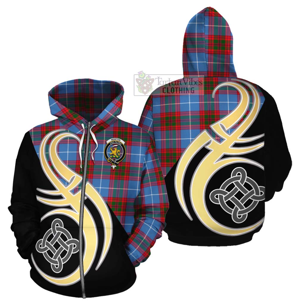 Tartan Vibes Clothing Newton Tartan Cotton Hoodie with Family Crest and Celtic Symbol Style