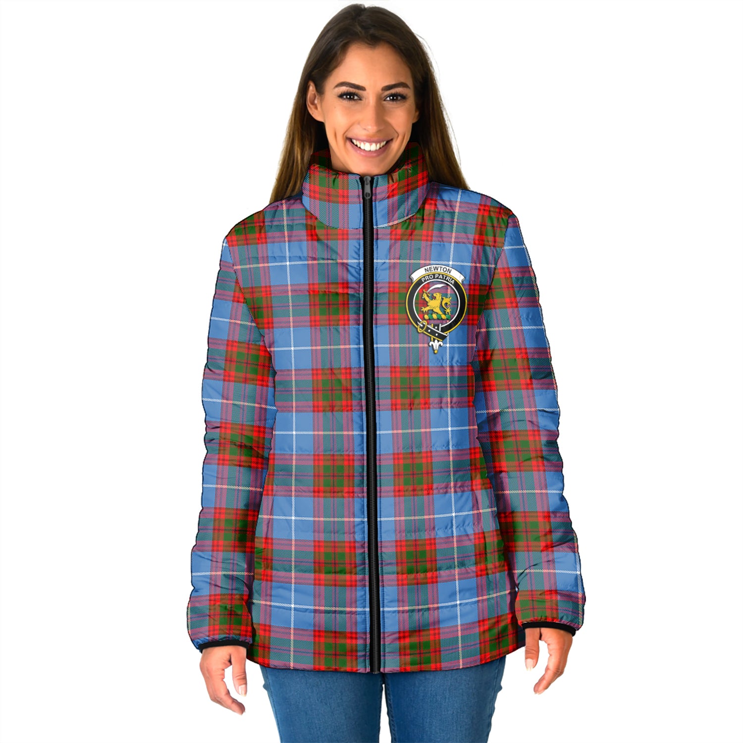 Newton Tartan Padded Jacket with Family Crest - Tartan Vibes Clothing