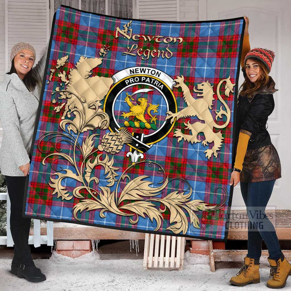 Tartan Vibes Clothing Newton Tartan Quilt with Family Crest and Scottish Symbol Style