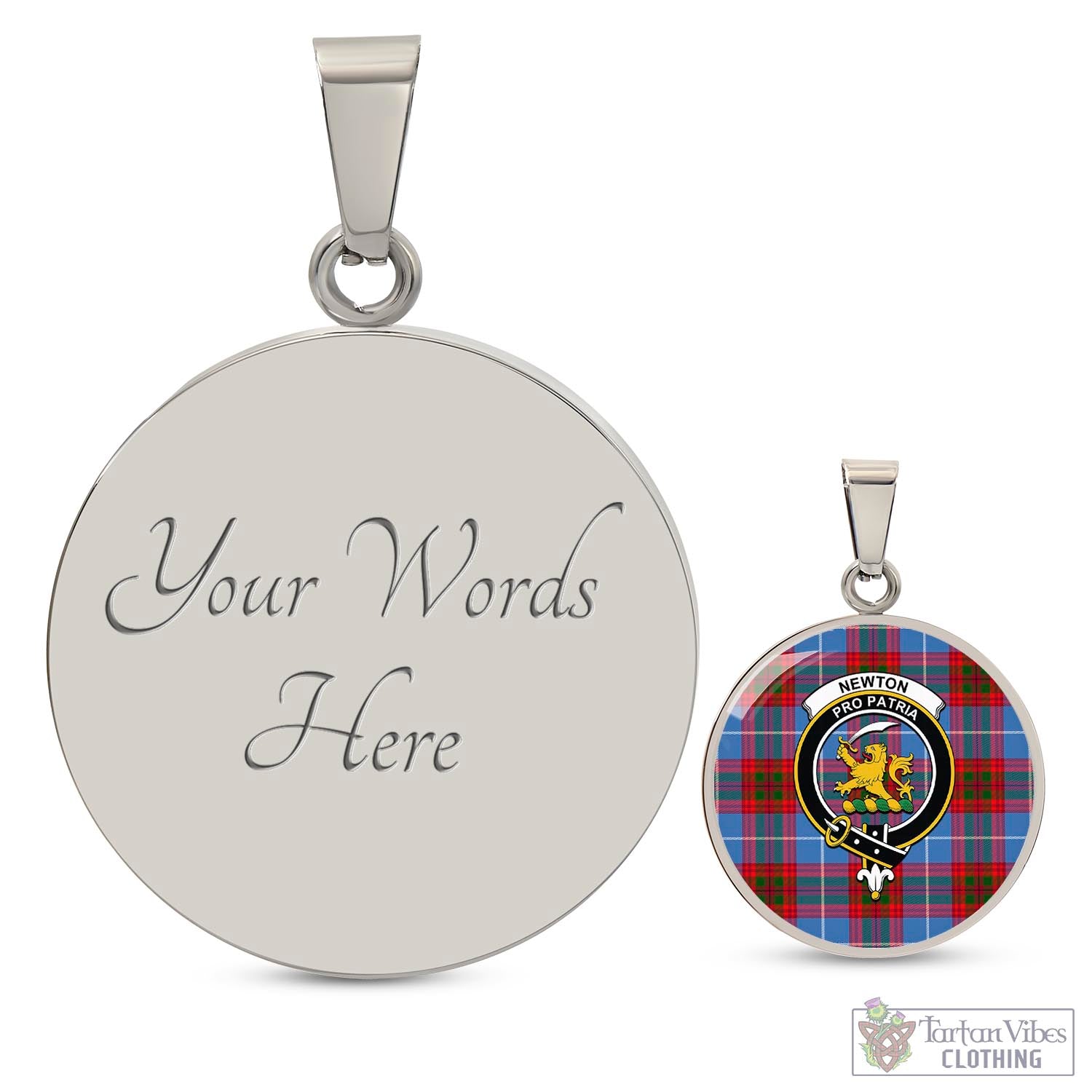 Tartan Vibes Clothing Newton Tartan Circle Necklace with Family Crest