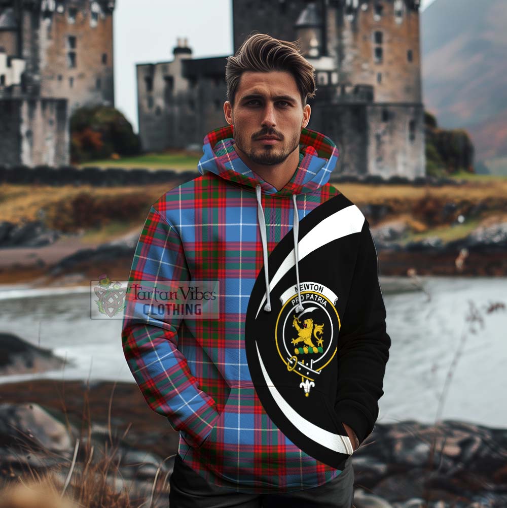 Tartan Vibes Clothing Newton Tartan Cotton Hoodie with Family Crest Circle Style