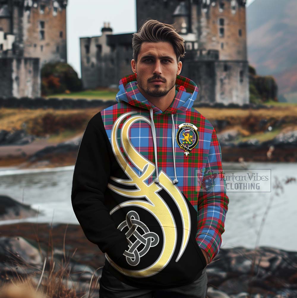 Tartan Vibes Clothing Newton Tartan Cotton Hoodie with Family Crest and Celtic Symbol Style