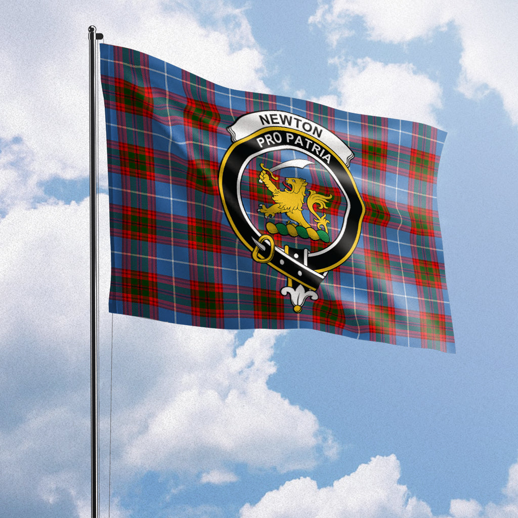 Newton Tartan Flag with Family Crest House Flag (Horizontal) - Tartan Vibes Clothing