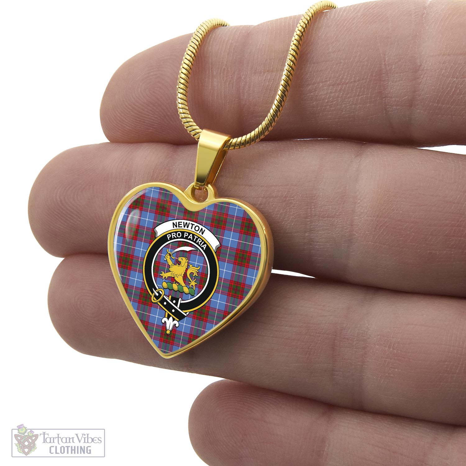 Tartan Vibes Clothing Newton Tartan Heart Necklace with Family Crest