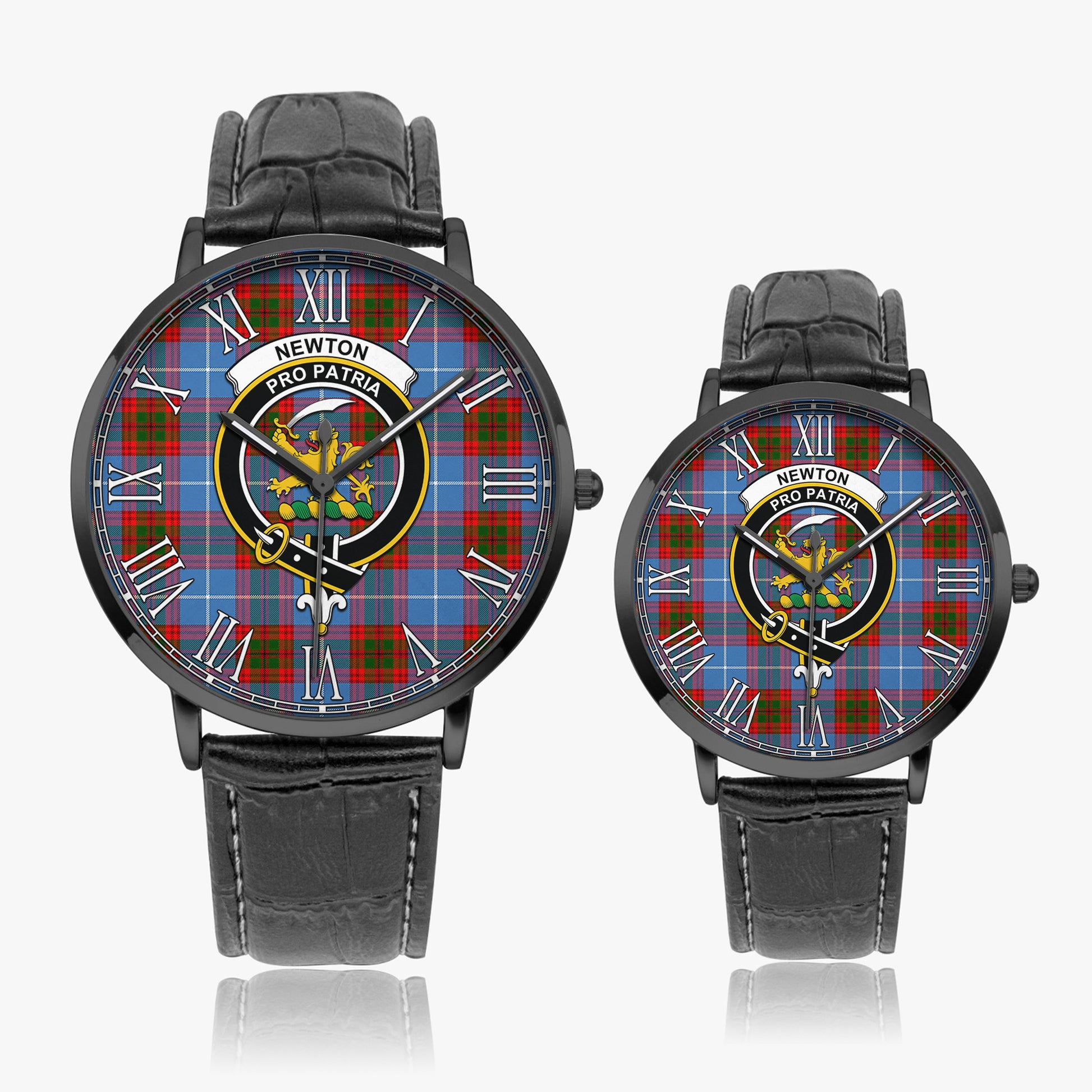 Newton Tartan Family Crest Leather Strap Quartz Watch - Tartanvibesclothing