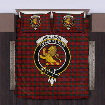 Nicolson Tartan Quilt Bed Set with Family Crest