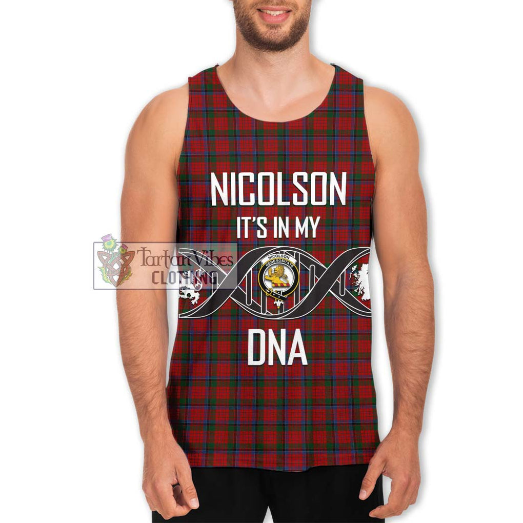 Nicolson Tartan Men's Tank Top with Family Crest DNA In Me Style Men - Tartanvibesclothing Shop