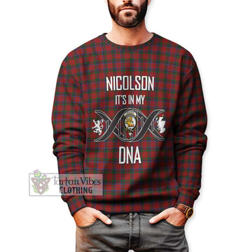 Nicolson Tartan Sweatshirt with Family Crest DNA In Me Style