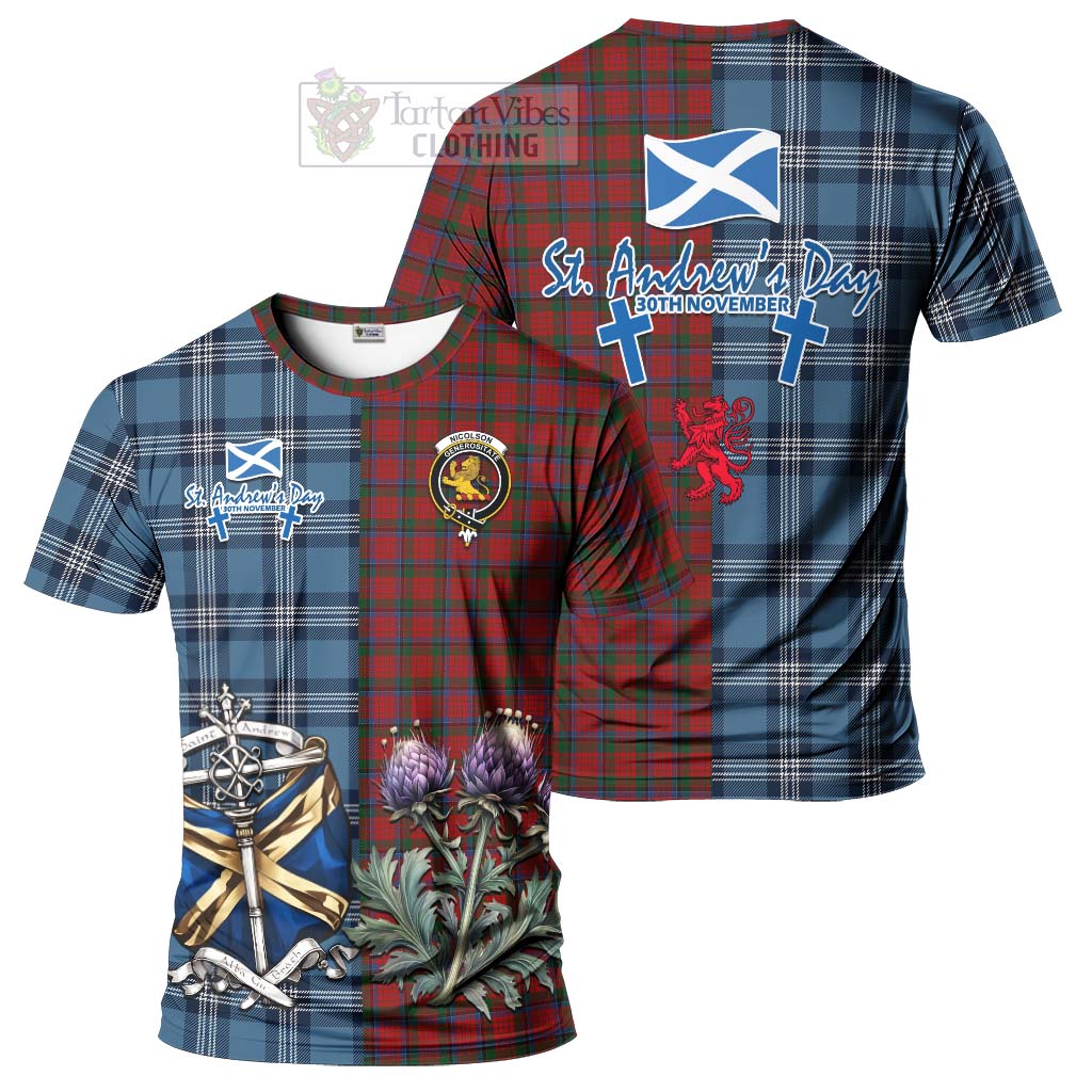 Tartan Vibes Clothing Nicolson Tartan T-Shirt Happy St. Andrew's Day Half Tartan Style