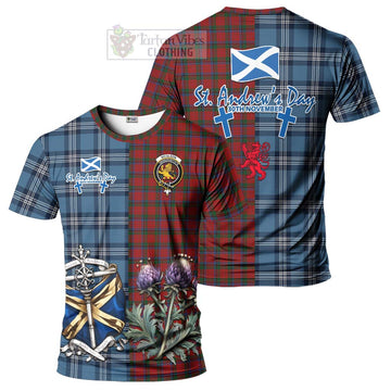 Nicolson Tartan T-Shirt Happy St. Andrew's Day Half Tartan Style