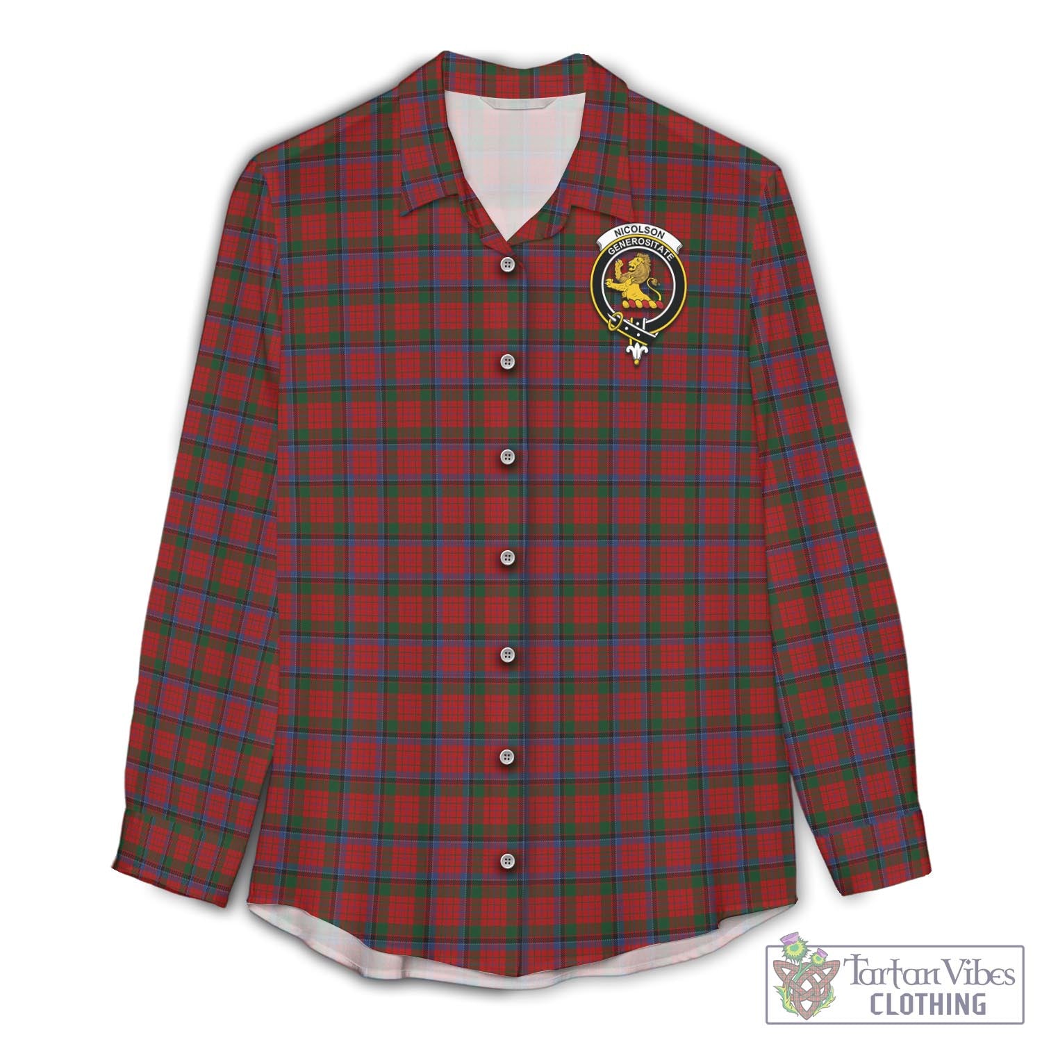 Tartan Vibes Clothing Nicolson Tartan Womens Casual Shirt with Family Crest