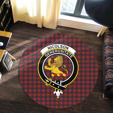 Nicolson Tartan Round Rug with Family Crest