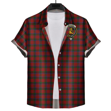 Nicolson Tartan Short Sleeve Button Down Shirt with Family Crest