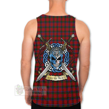 Nicolson Tartan Men's Tank Top with Family Crest Celtic Skull Style