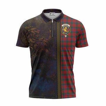 Nicolson Tartan Family Crest Zipper Polo Shirt Alba Gu Brath Be Brave Lion Ancient Style Unisex - Tartan Vibes Clothing