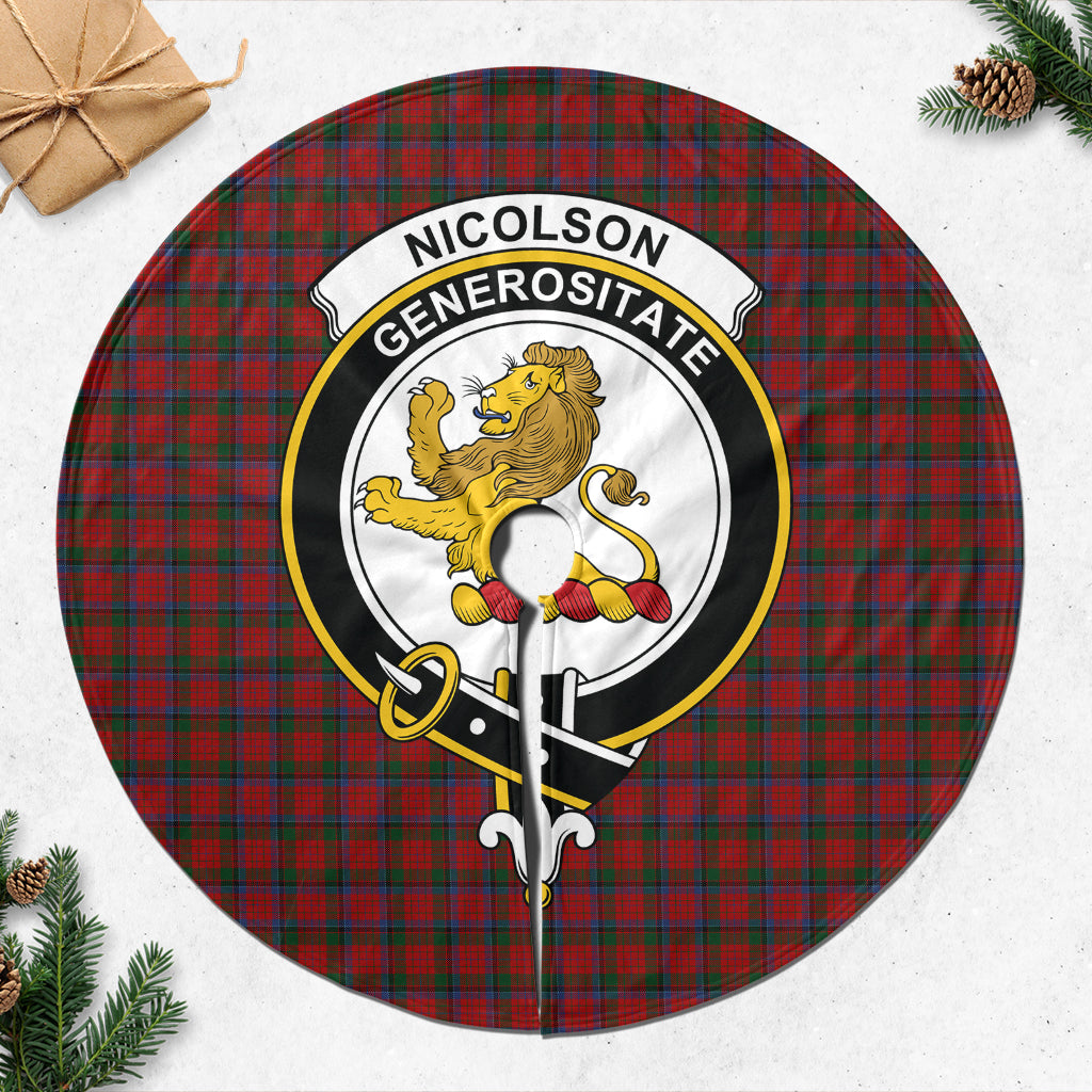 Nicolson Tartan Christmas Tree Skirt with Family Crest 47*47 inch - Tartan Vibes Clothing