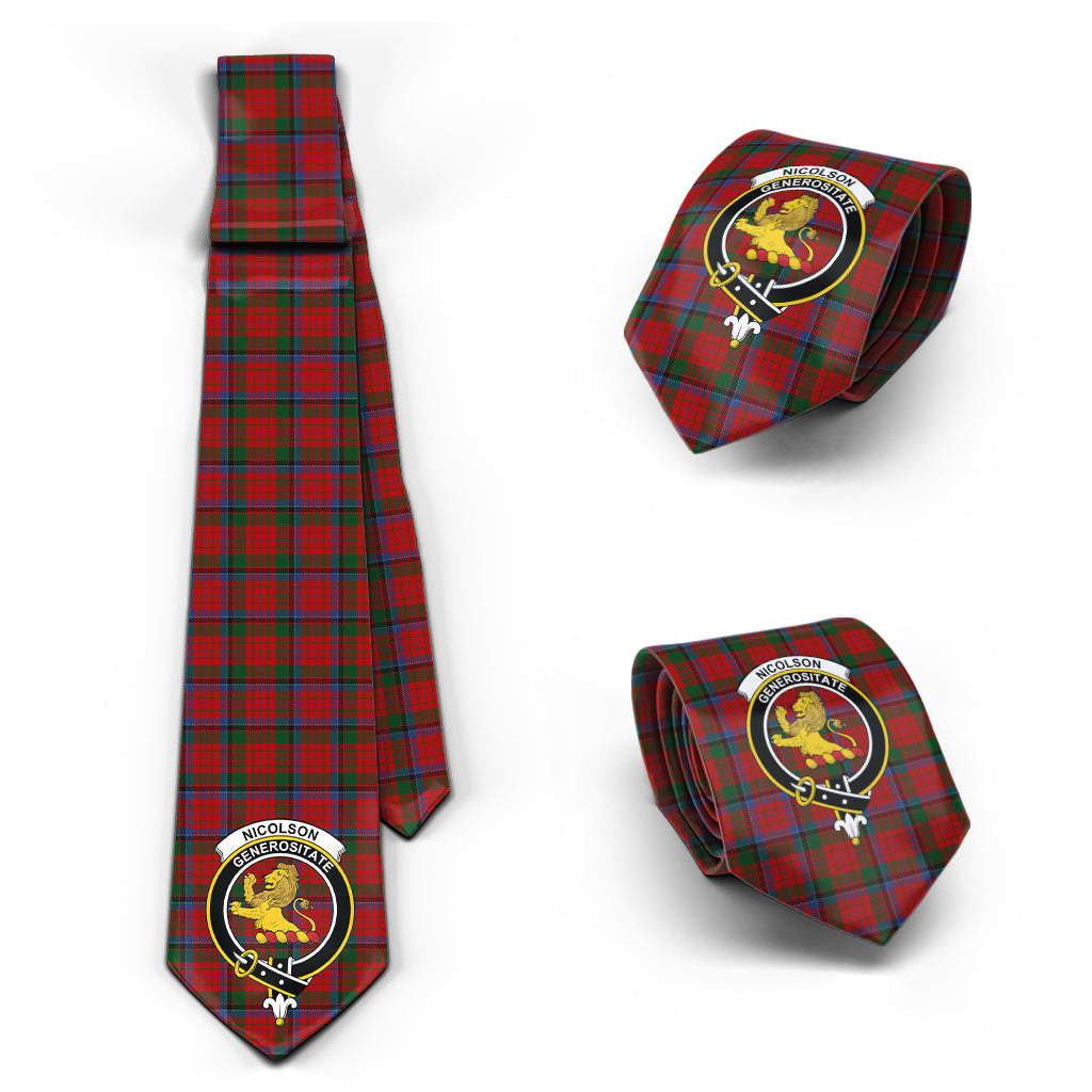 Nicolson Tartan Classic Necktie with Family Crest Necktie One Size - Tartan Vibes Clothing