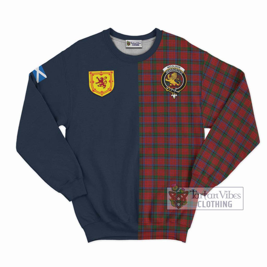 Tartan Vibes Clothing Nicolson Tartan Sweatshirt with Scottish Lion Royal Arm Half Style