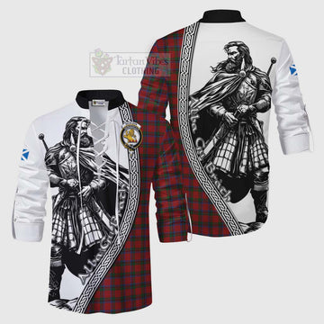 Nicolson Tartan Clan Crest Ghillie Kilt Shirt with Highlander Warrior Celtic Style