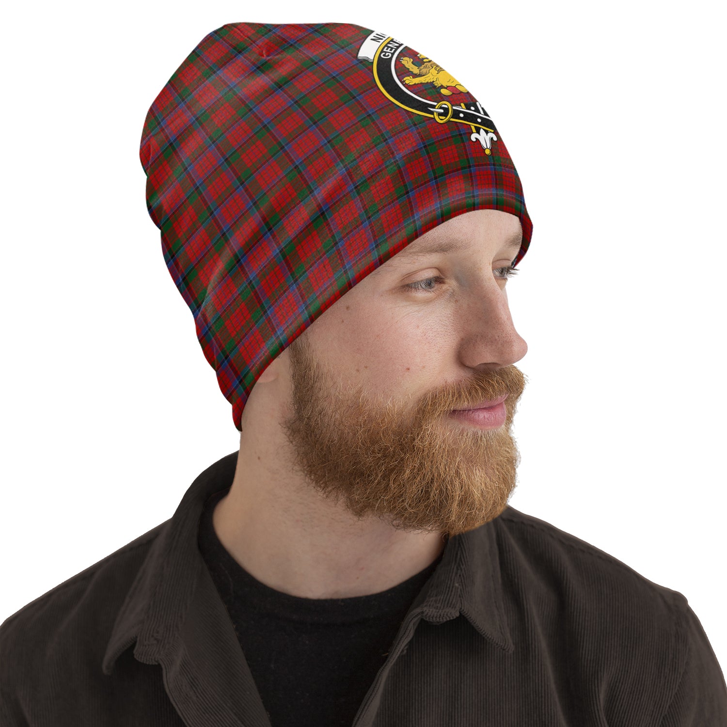 Nicolson Tartan Beanies Hat with Family Crest One Size 10.5*10.2 inches - Tartan Vibes Clothing