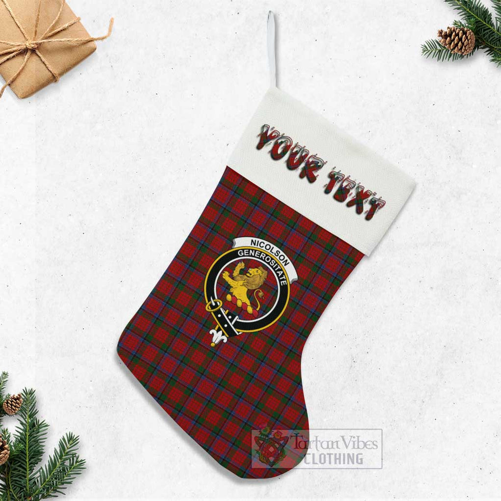 Tartan Vibes Clothing Nicolson Tartan Family Crest Christmas Stocking with Personalized Text