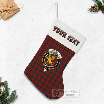 Nicolson Tartan Family Crest Christmas Stocking with Personalized Text