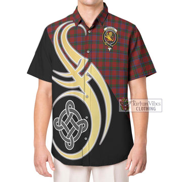 Nicolson Tartan Short Sleeve Button Shirt with Family Crest and Celtic Symbol Style