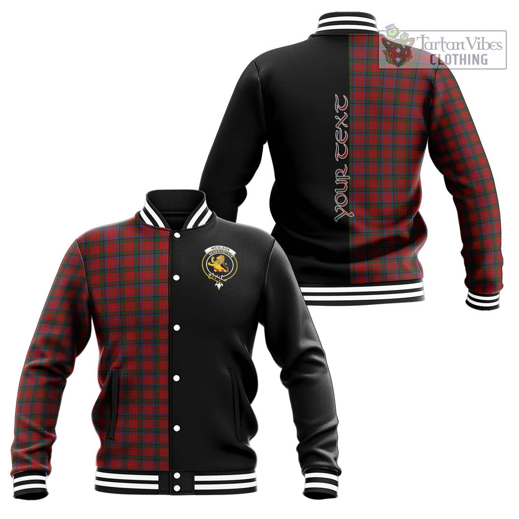 Nicolson Tartan Baseball Jacket with Family Crest and Half Of Me Style Unisex - Tartanvibesclothing Shop