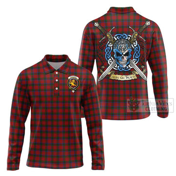 Nicolson Tartan Long Sleeve Polo Shirt with Family Crest Celtic Skull Style