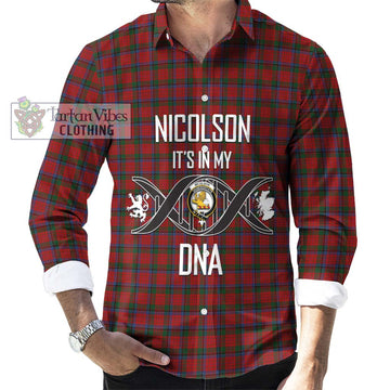 Nicolson Tartan Long Sleeve Button Shirt with Family Crest DNA In Me Style Men's Shirt S - Tartan Vibes Clothing