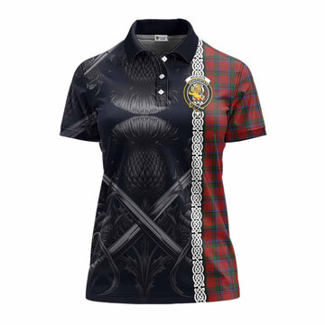 Nicolson Tartan Women's Polo Shirt with Family Crest Cross Sword Thistle Celtic Vibes