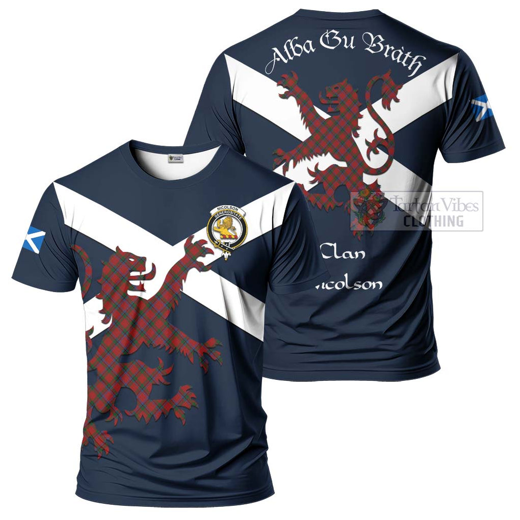 Tartan Vibes Clothing Nicolson Tartan Lion Rampant T-Shirt – Proudly Display Your Heritage with Alba Gu Brath and Clan Name