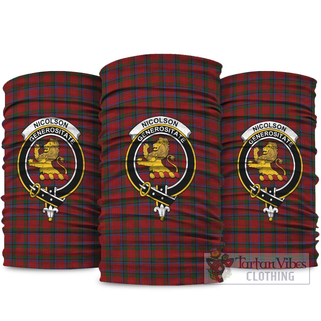 Nicolson Tartan Neck Gaiters, Tartan Bandanas, Tartan Head Band with Family Crest