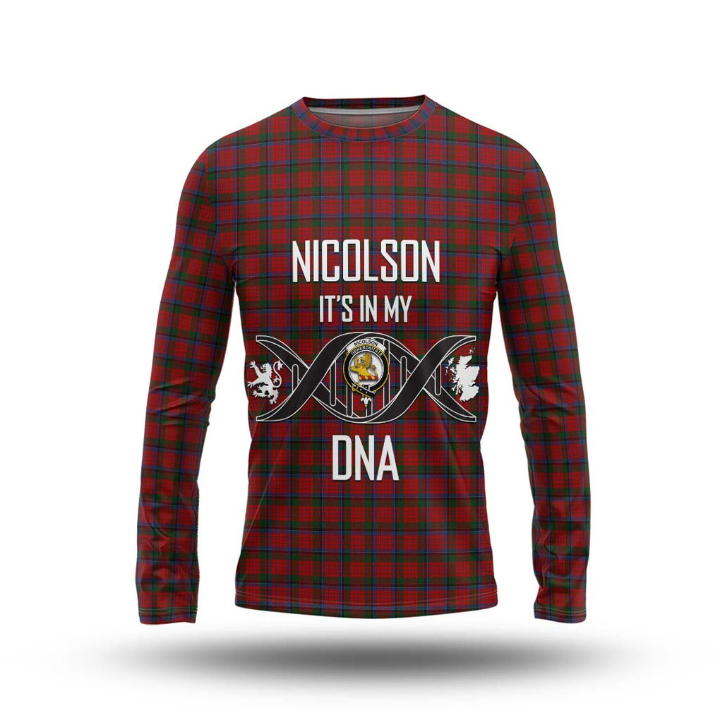 Nicolson Tartan Long Sleeve T-Shirt with Family Crest DNA In Me Style Unisex - Tartanvibesclothing Shop