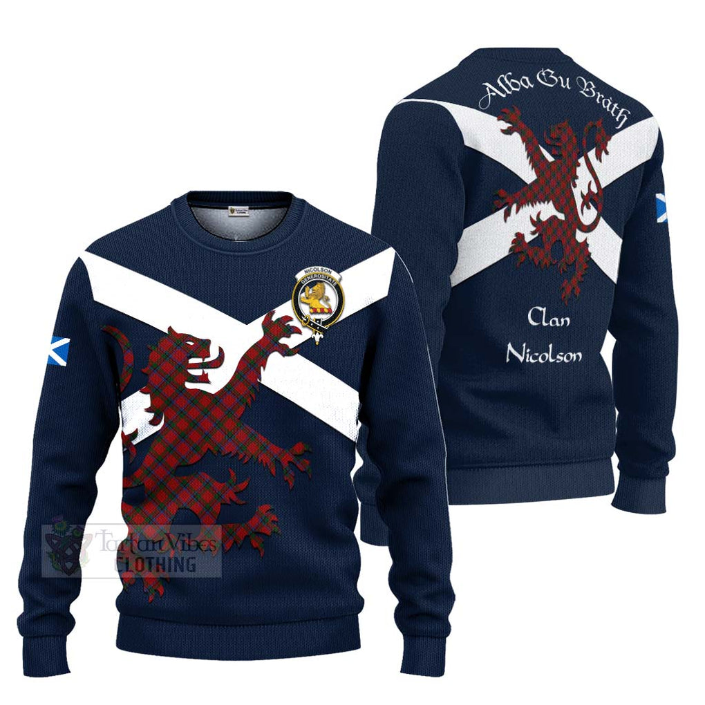 Tartan Vibes Clothing Nicolson Tartan Lion Rampant Knitted Sweater – Proudly Display Your Heritage with Alba Gu Brath and Clan Name