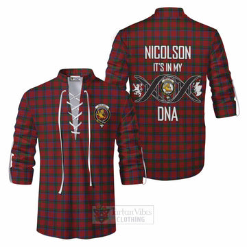 Nicolson Tartan Ghillie Kilt Shirt with Family Crest DNA In Me Style