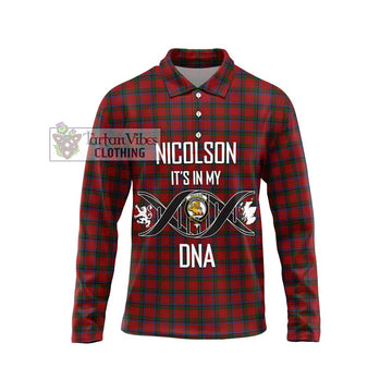 Nicolson Tartan Long Sleeve Polo Shirt with Family Crest DNA In Me Style