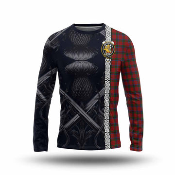 Nicolson Tartan Long Sleeve T-Shirt with Family Crest Cross Sword Thistle Celtic Vibes