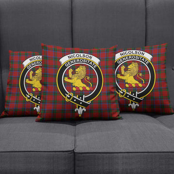 Nicolson Tartan Pillow Cover with Family Crest