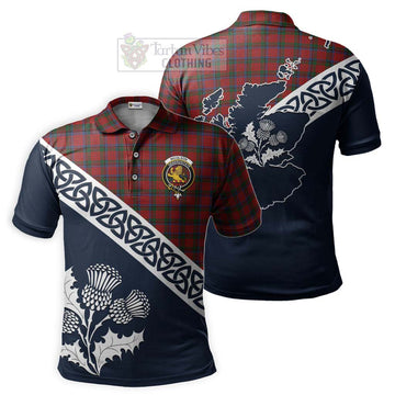 Nicolson Tartan Polo Shirt Featuring Thistle and Scotland Map