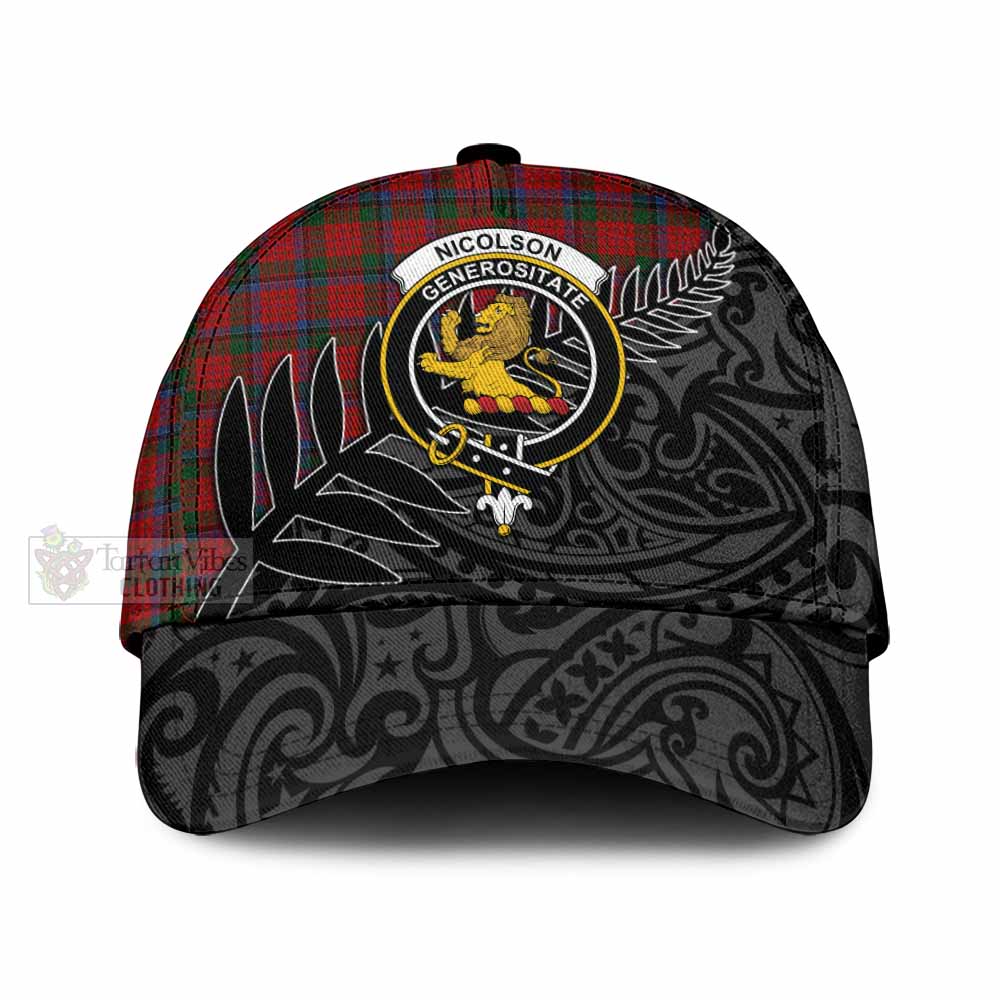 Tartan Vibes Clothing Nicolson Tartan Classic Cap with New Zealand Silver Fern Half Style