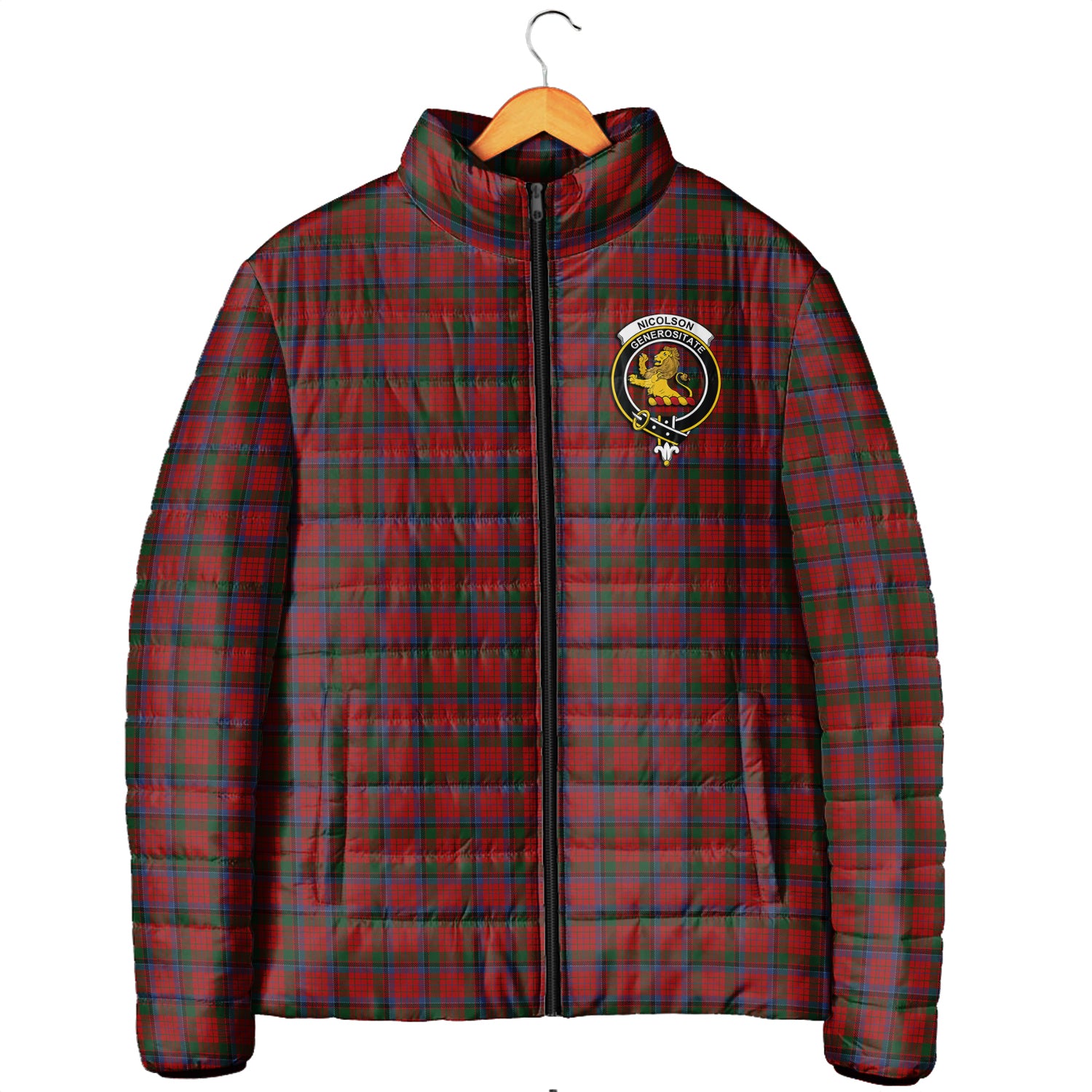 Nicolson Tartan Padded Jacket with Family Crest Men's Padded Jacket - Tartan Vibes Clothing